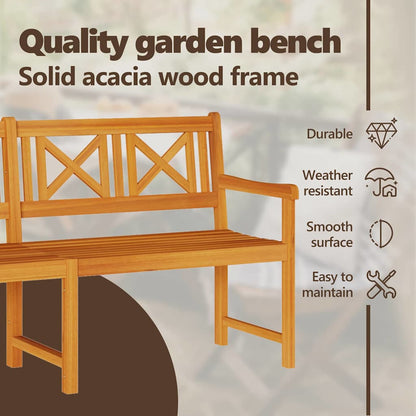 Outdoor Bench Natural 180 x 56 x 90 cm Solid Acacia Wood