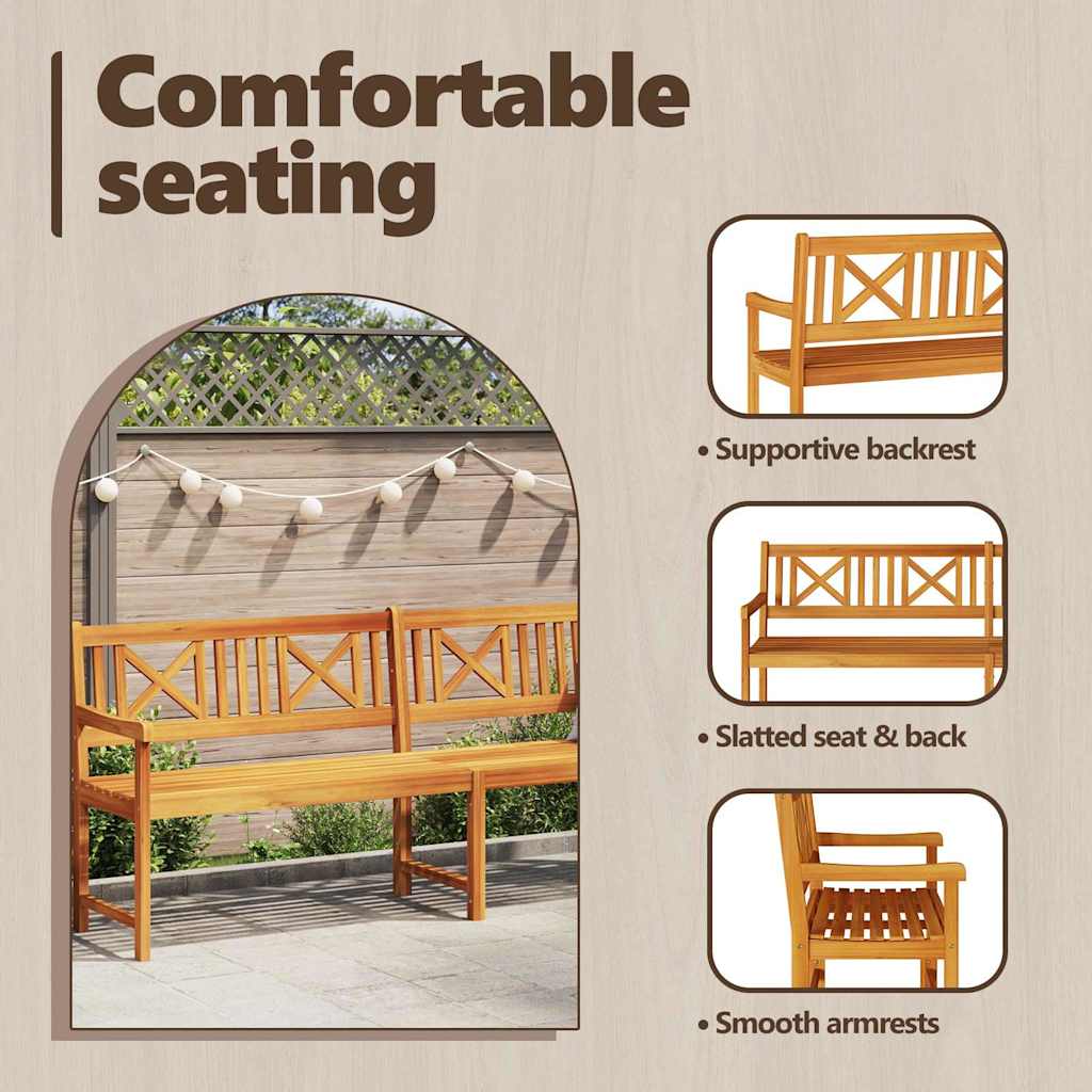 Outdoor Bench Natural 220 x 56 x 90 cm Solid Acacia Wood