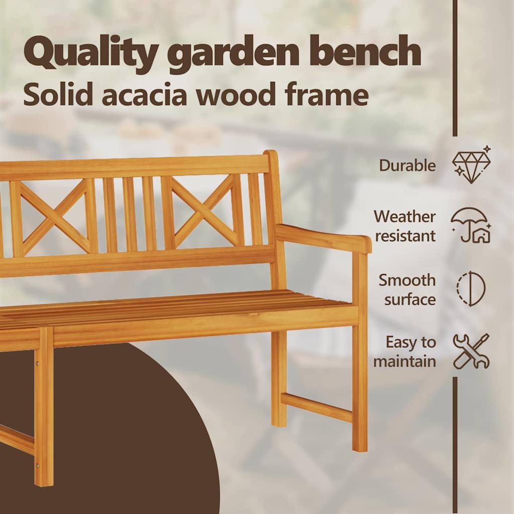 Outdoor Bench Natural 220 x 56 x 90 cm Solid Acacia Wood