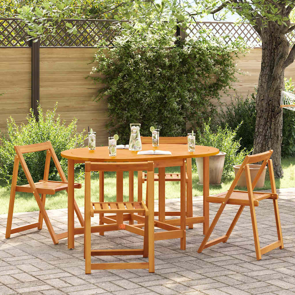 Garden Table Folding 5 pcs Brown Solid Acacia Wood
