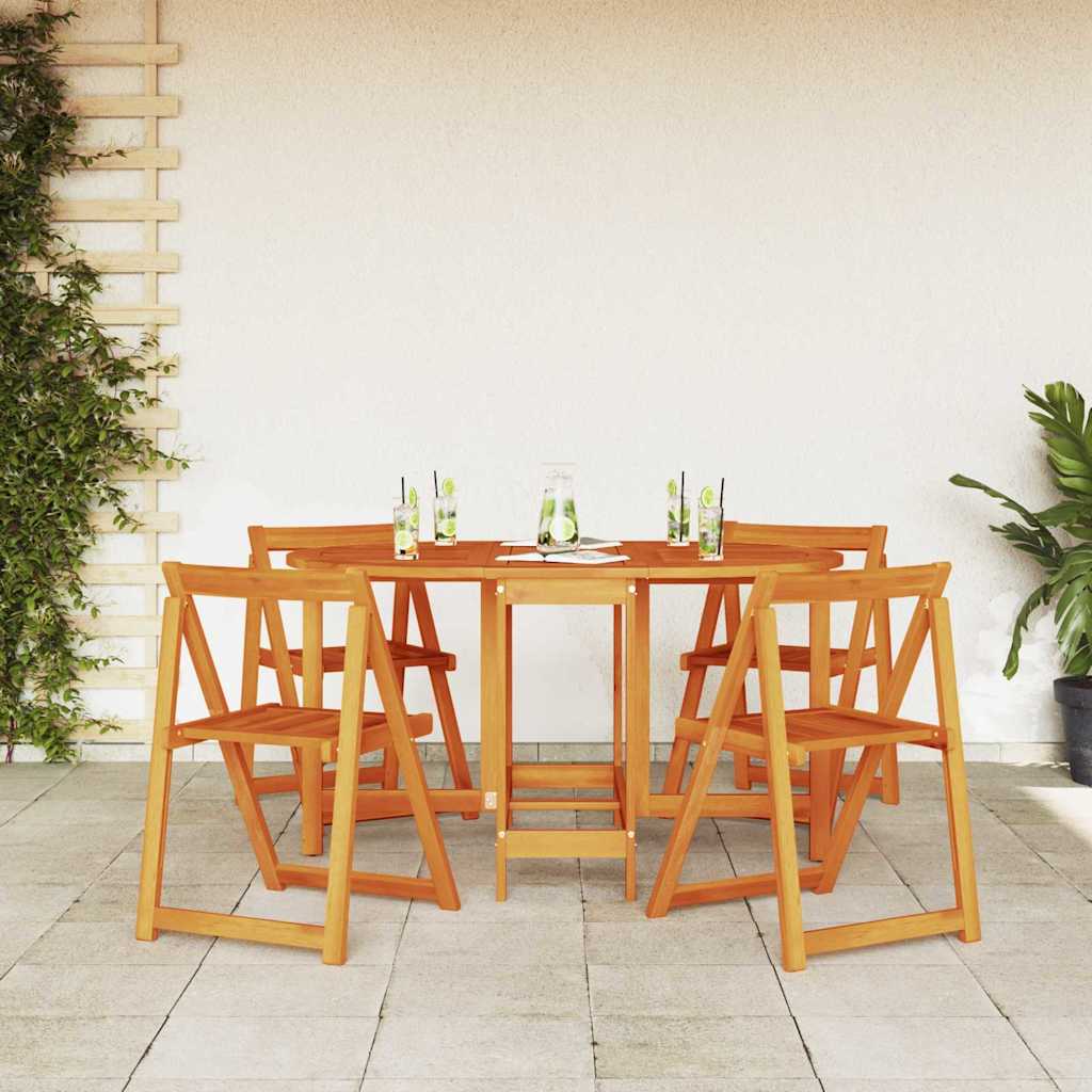 Garden Table Folding 5 pcs Brown Solid Acacia Wood