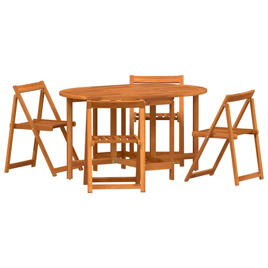 Garden Table Folding 5 pcs Brown Solid Acacia Wood