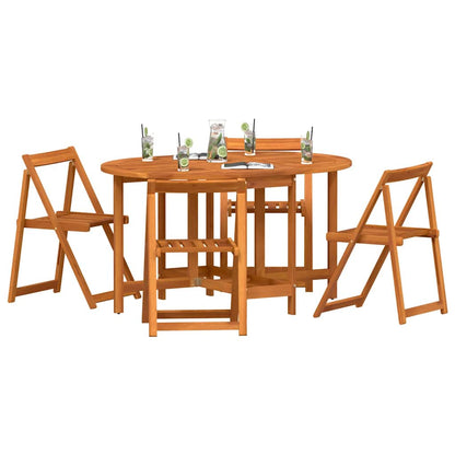 Garden Table Folding 5 pcs Brown Solid Acacia Wood