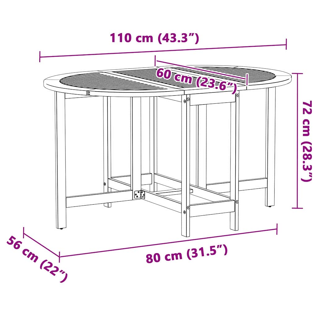 Garden Table Folding 5 pcs Brown Solid Acacia Wood