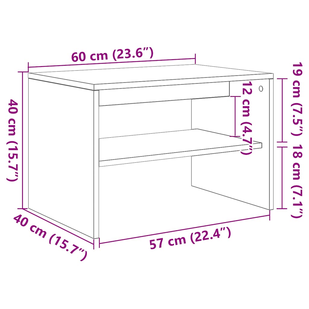 TV Cabinet Smoked Oak 60x40x40 cm Engineered Wood