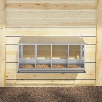 Chicken Nesting Box with 4 Compartments Galvanized Silver Metal