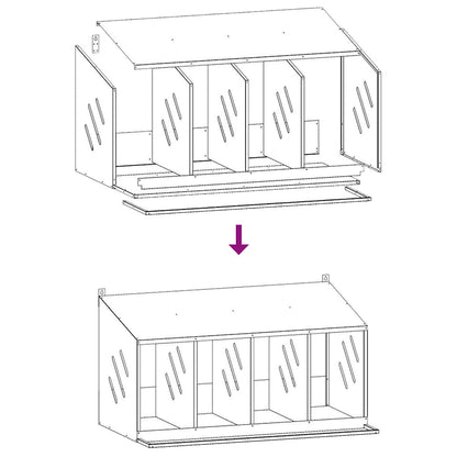 Chicken Nesting Box with 4 Compartments Galvanized Silver Metal