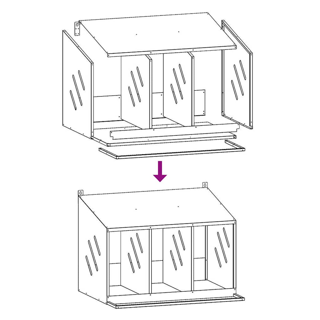 Chicken Nesting Box with 3 Compartments Olive Green Metal