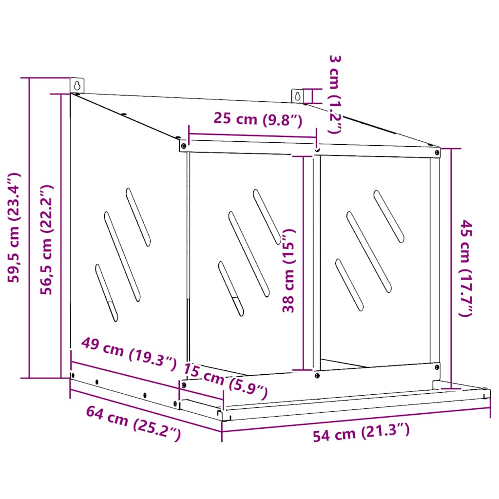 Chicken Nesting Box with 2 Compartments Galvanized Silver Metal