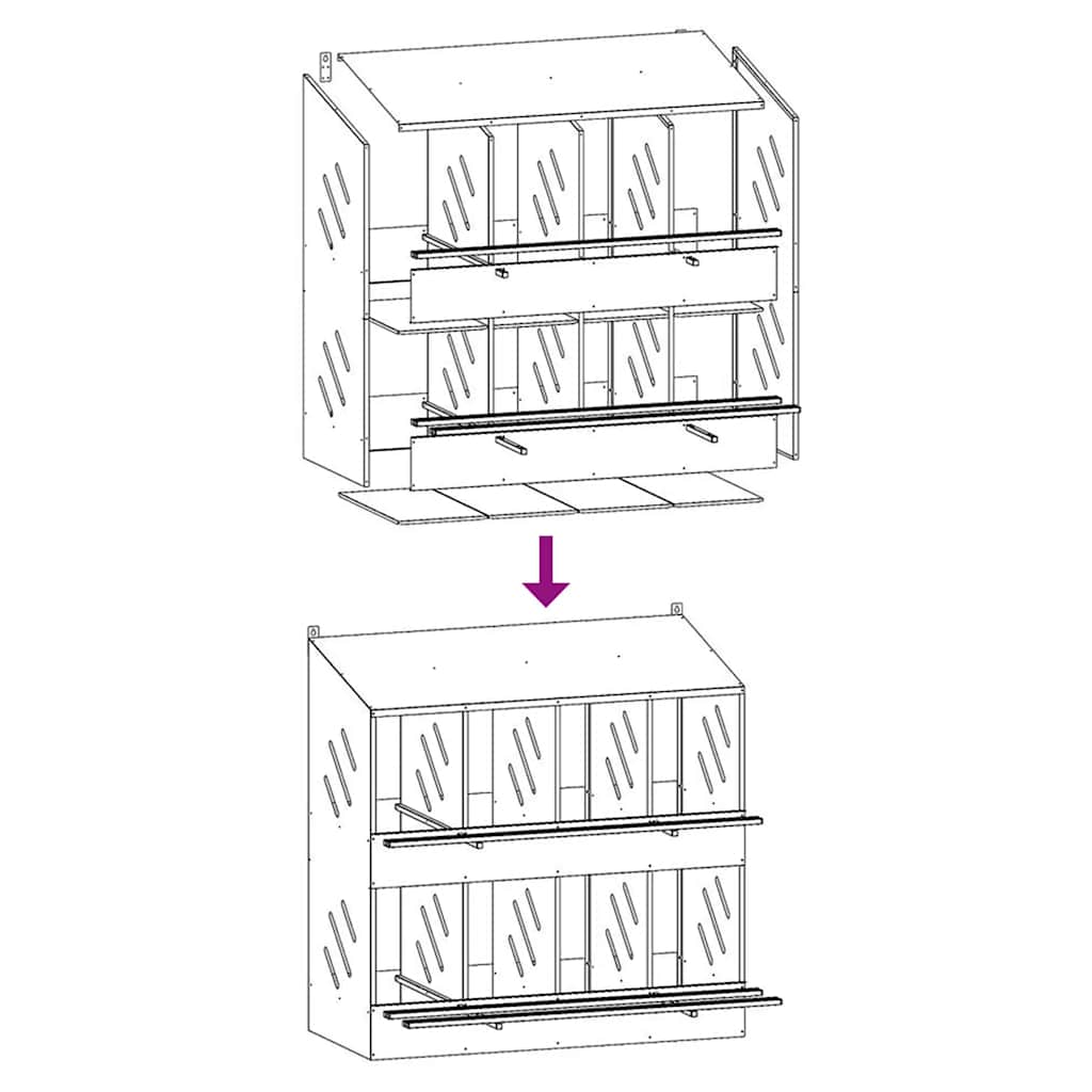Chicken Nesting Box with 8 Compartments Galvanized Silver Metal