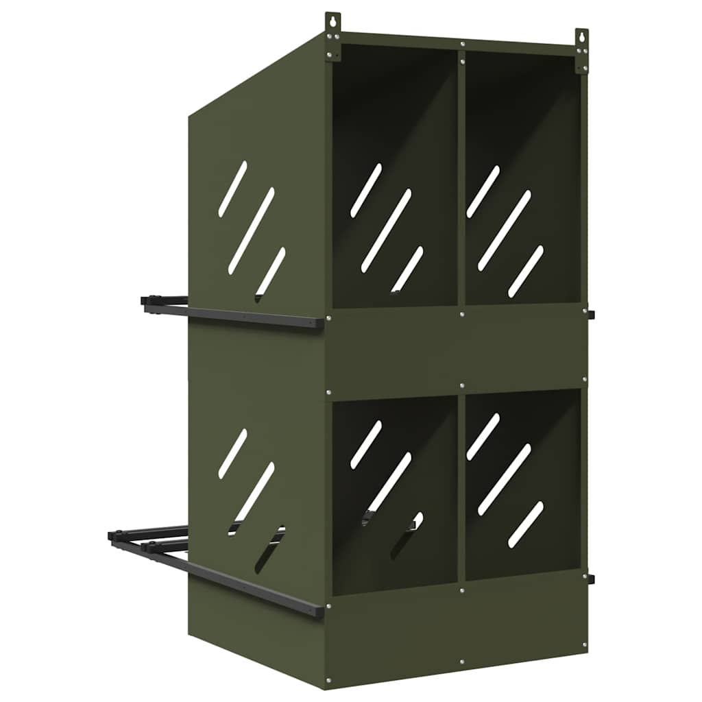 Chicken Nesting Box with 4 Compartments Olive Green Metal