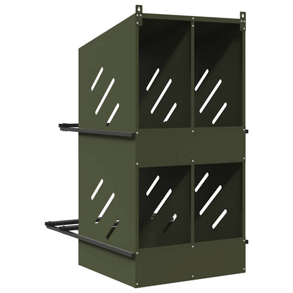 Chicken Nesting Box with 4 Compartments Olive Green Metal