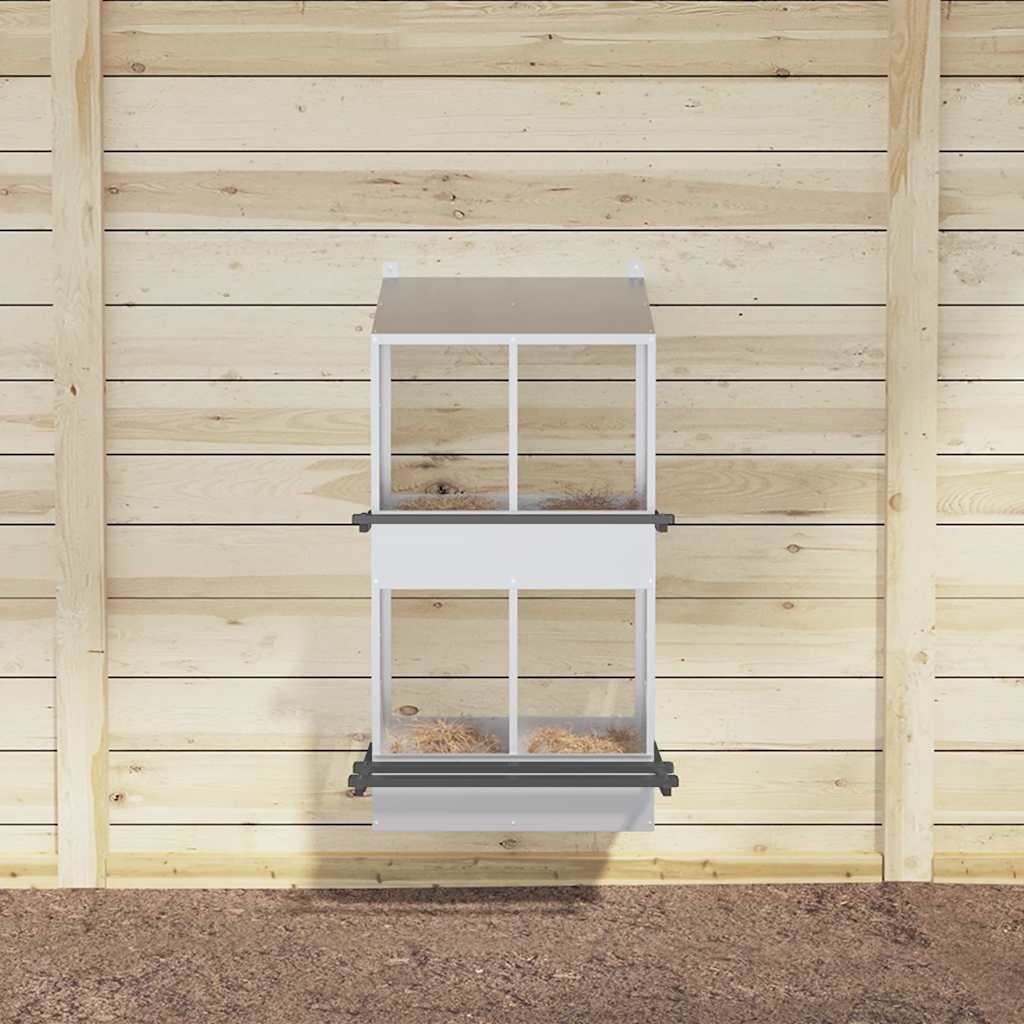 Chicken Nesting Box with 4 Compartments Galvanized Silver Metal