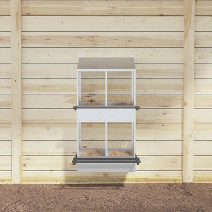 Chicken Nesting Box with 4 Compartments Galvanized Silver Metal