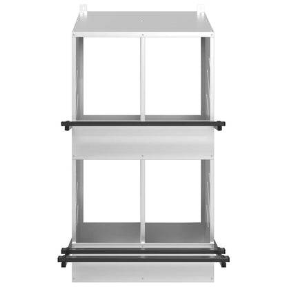 Chicken Nesting Box with 4 Compartments Galvanized Silver Metal
