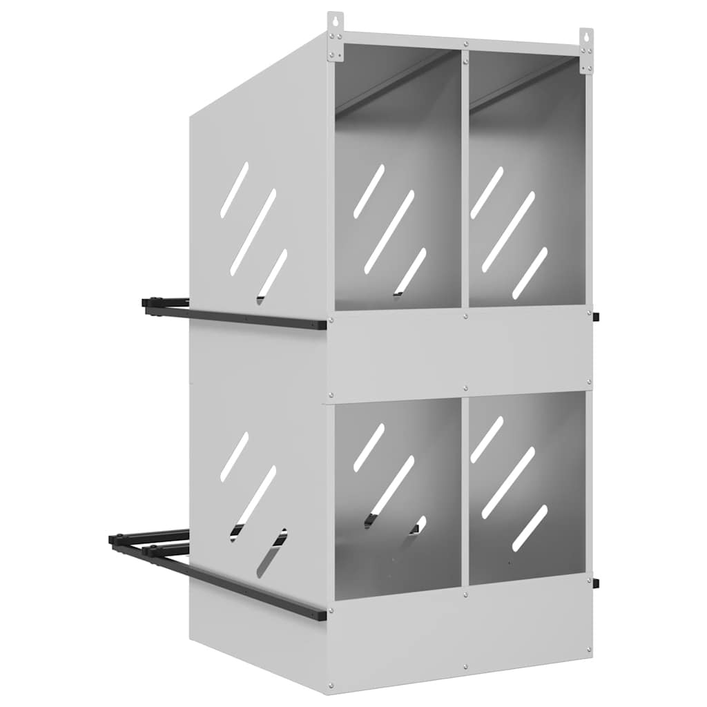 Chicken Nesting Box with 4 Compartments Galvanized Silver Metal
