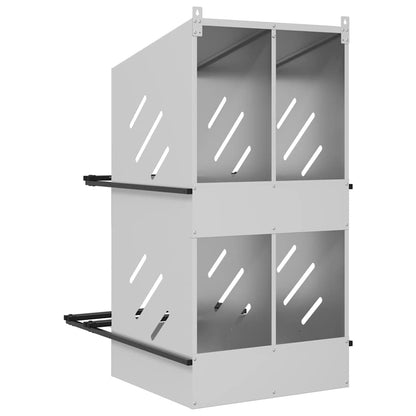 Chicken Nesting Box with 4 Compartments Galvanized Silver Metal