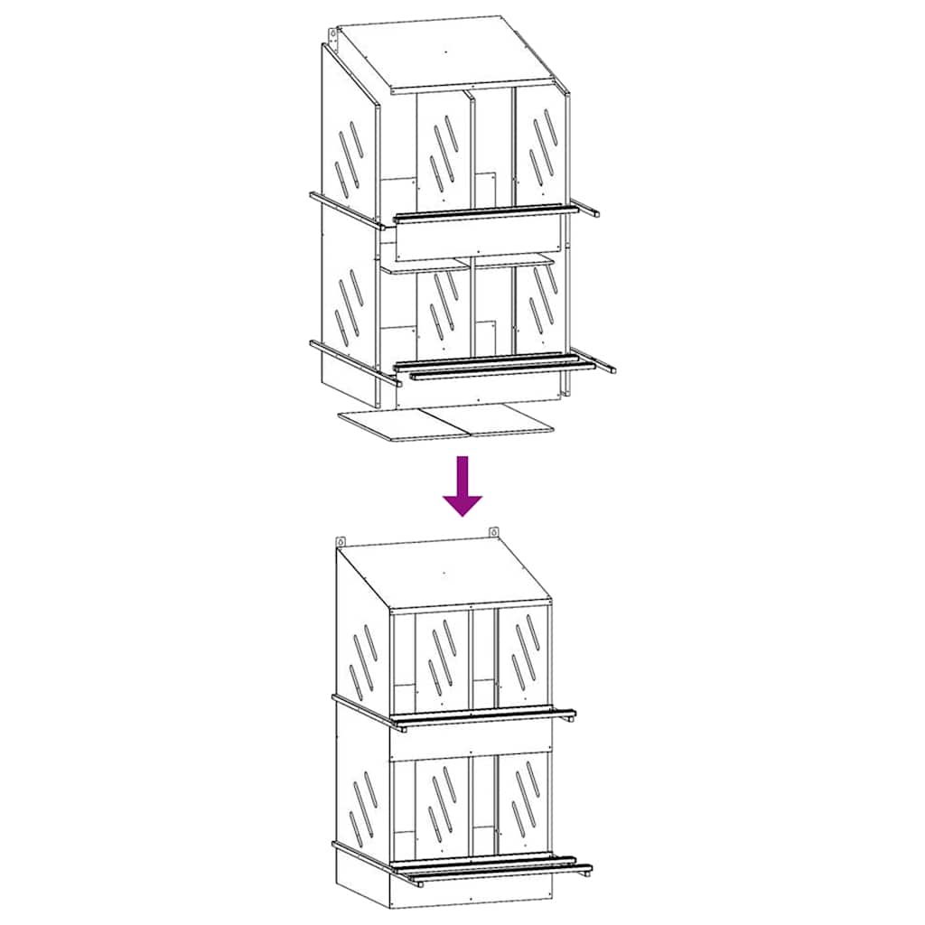 Chicken Nesting Box with 4 Compartments Galvanized Silver Metal