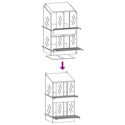 Chicken Nesting Box with 4 Compartments Galvanized Silver Metal