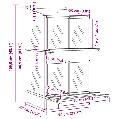 Chicken Nesting Box with 4 Compartments Galvanized Silver Metal