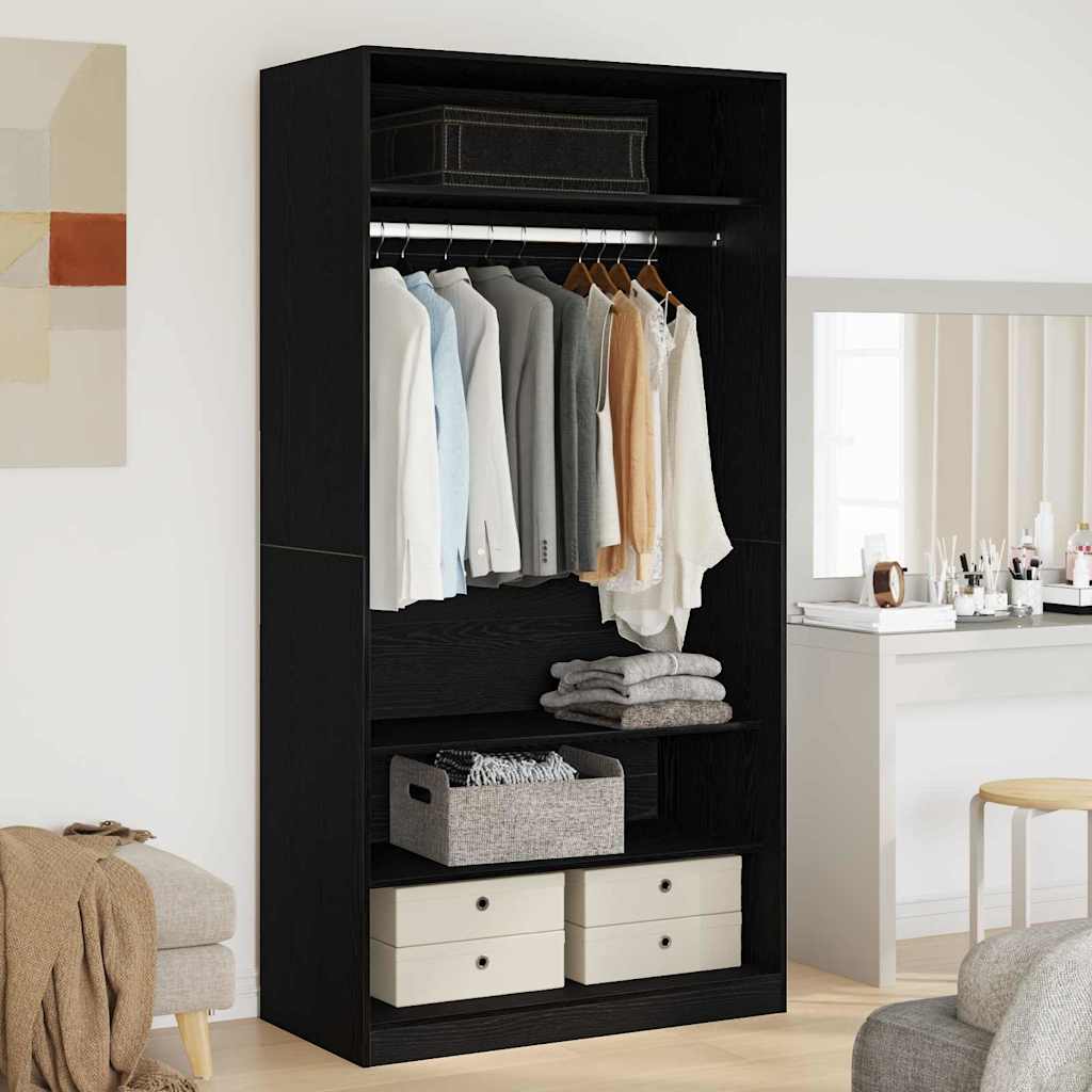 Wardrobe Black Oak 100 x 50 x 200 cm Engineered Wood