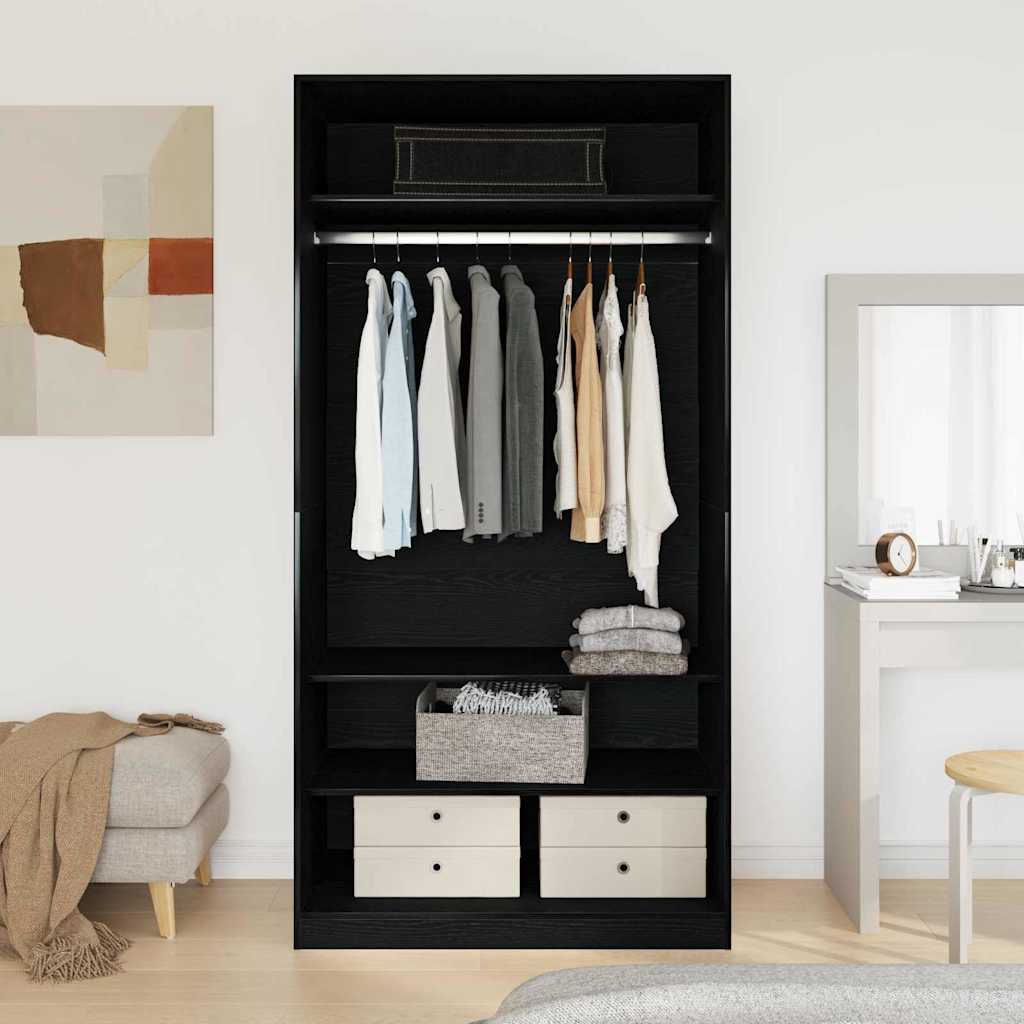 Wardrobe Black Oak 100 x 50 x 200 cm Engineered Wood