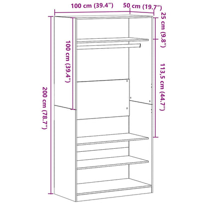 Wardrobe Black Oak 100 x 50 x 200 cm Engineered Wood