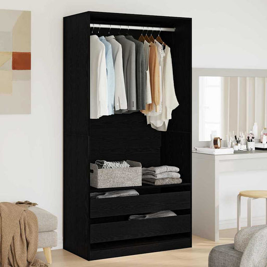 Wardrobe Black Oak 100 x 50 x 200 cm Engineered Wood