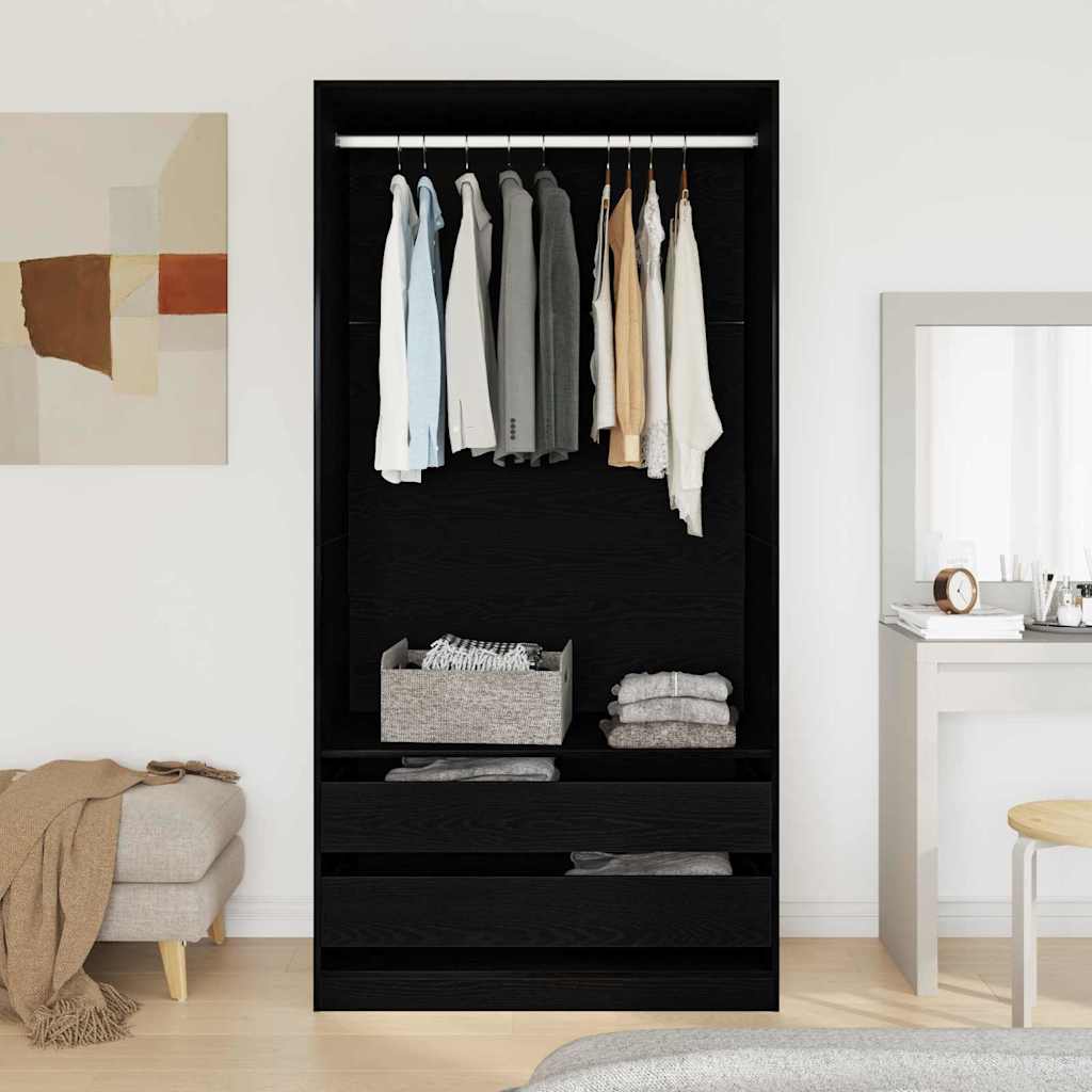 Wardrobe Black Oak 100 x 50 x 200 cm Engineered Wood