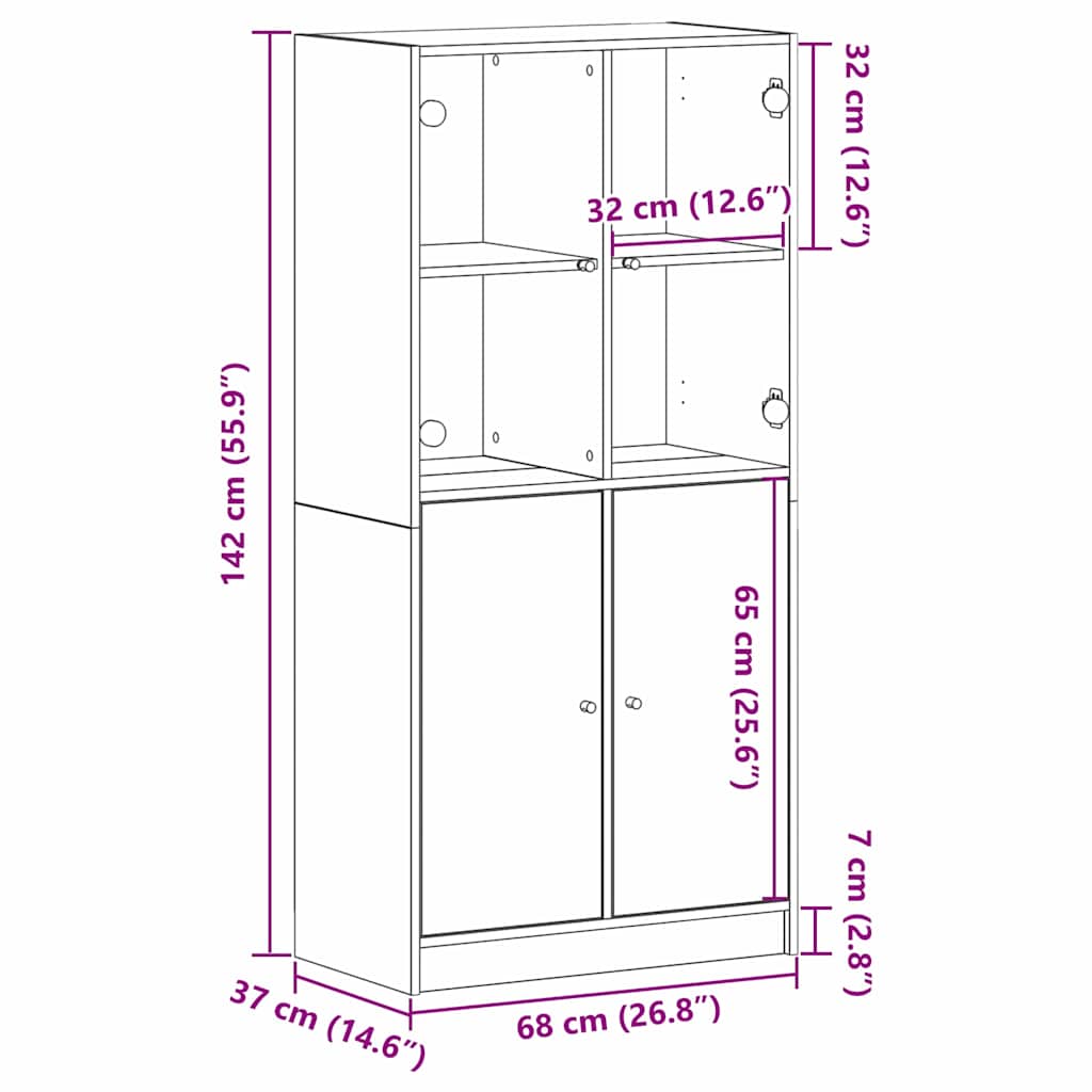 Highboard Black Oak 68 x 37 x142 cm