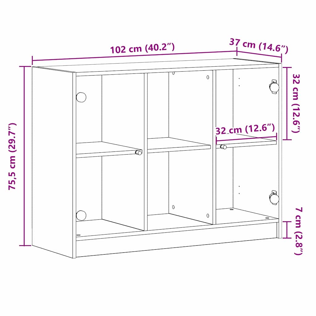 Sideboard Black Oak 100 x 37 x 75.5 cm