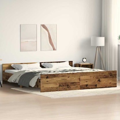 Bed Frame Old Wood 203 x 203 x 50 cm Engineered Wood