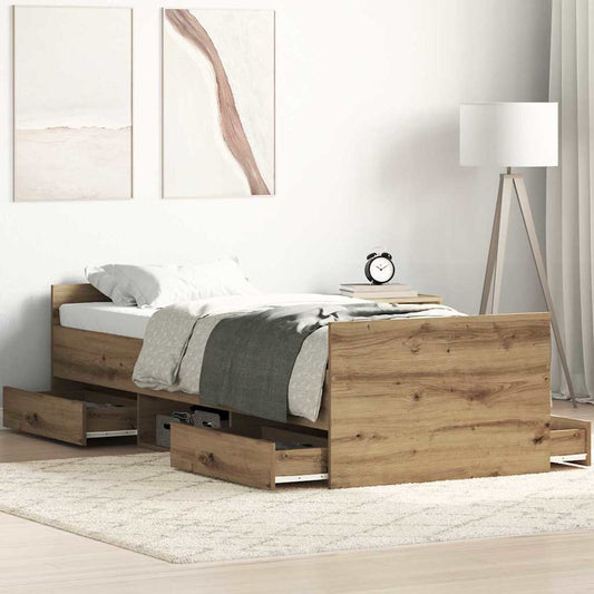 Bed Frame Artisan Oak 193 x 78 x 50 cm Engineered Wood
