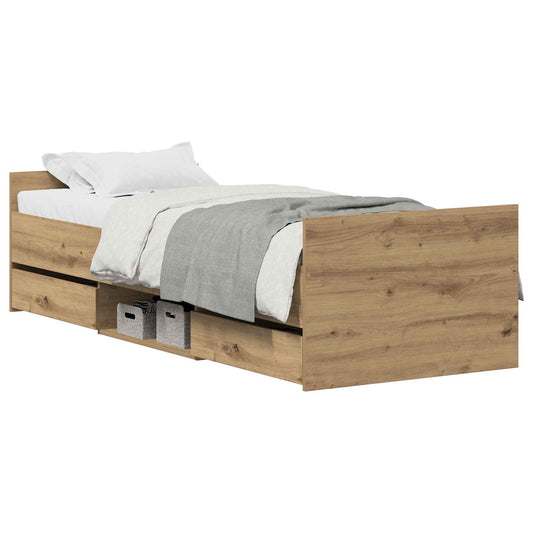 Bed Frame Artisan Oak 193 x 78 x 50 cm Engineered Wood