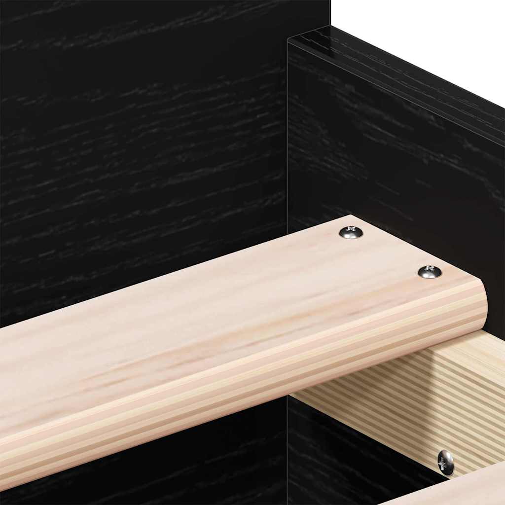 Bed Frame Black Oak 193 x 78 x 50 cm Engineered Wood