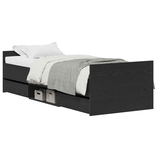 Bed Frame Black Oak 193 x 78 x 50 cm Engineered Wood