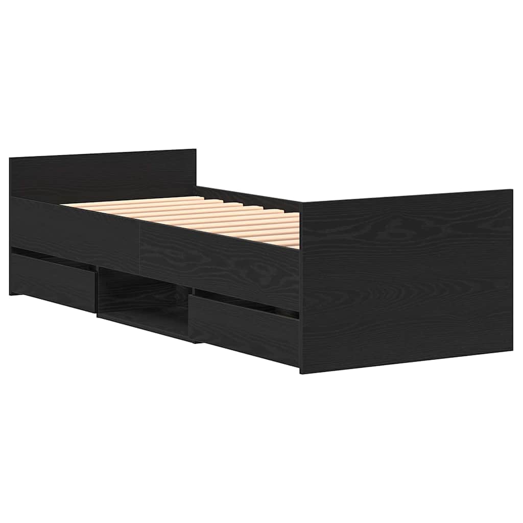 Bed Frame Black Oak 193 x 78 x 50 cm Engineered Wood