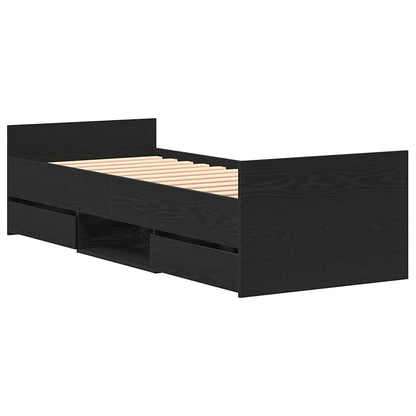 Bed Frame Black Oak 193 x 78 x 50 cm Engineered Wood