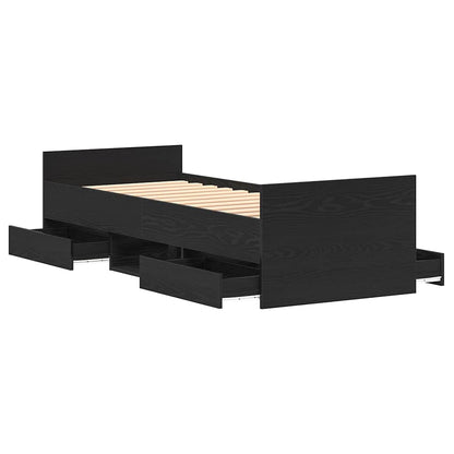 Bed Frame Black Oak 193 x 78 x 50 cm Engineered Wood
