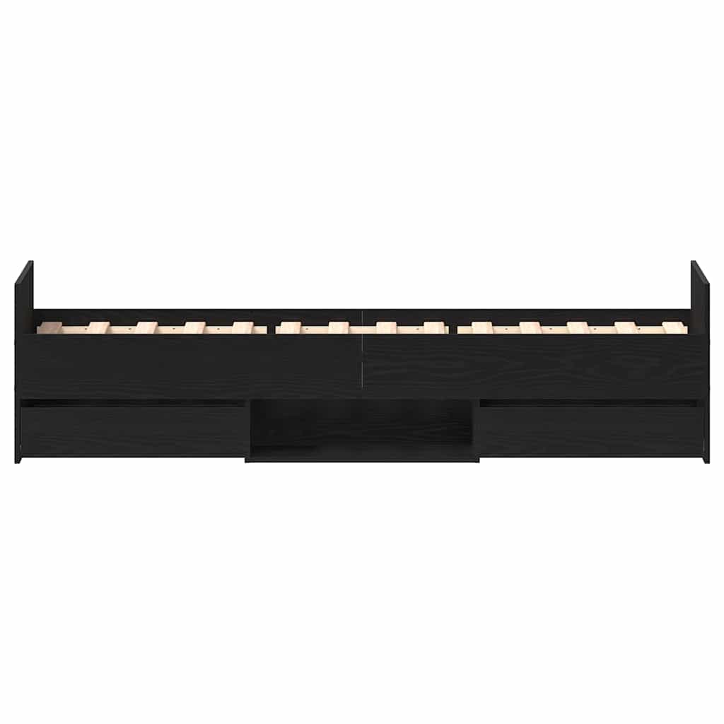 Bed Frame Black Oak 193 x 78 x 50 cm Engineered Wood