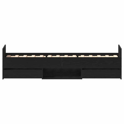 Bed Frame Black Oak 193 x 78 x 50 cm Engineered Wood