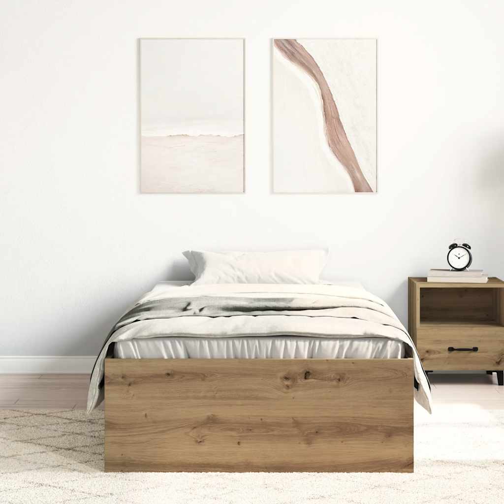 Bed Frame without Mattress Artisan Oak 75x190 cm Engineered Wood