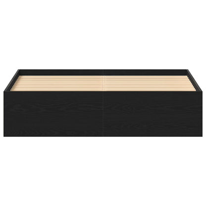 Bed Frame without Mattress Black Oak 150x200 cm Engineered Wood