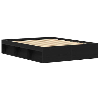 Bed Frame without Mattress Black Oak 150x200 cm Engineered Wood