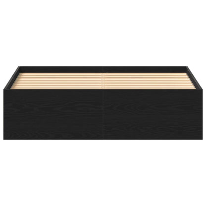 Bed Frame without Mattress Black Oak 135x190 cm Engineered Wood