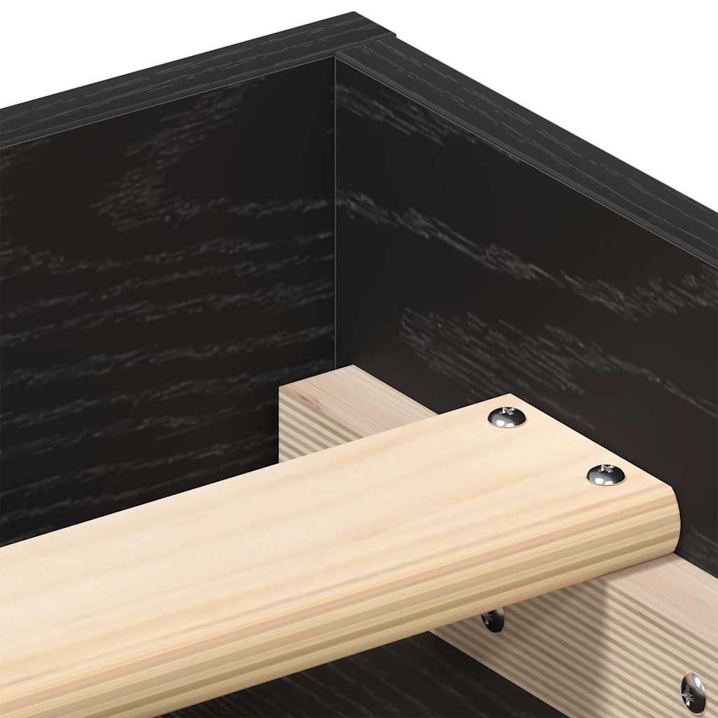 Bed Frame without Mattress Black Oak 135x190 cm Engineered Wood