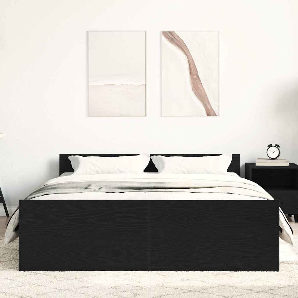 Bed Frame without Mattress Black Oak 120x200 cm Engineered Wood