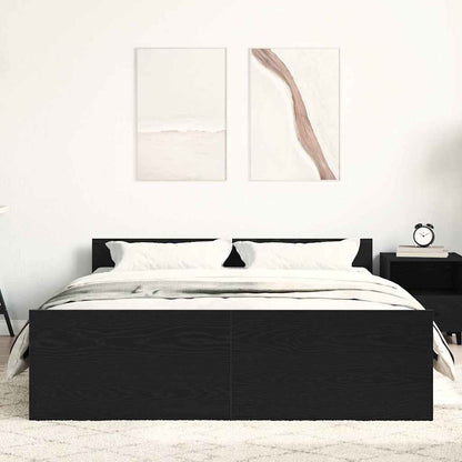 Bed Frame without Mattress Black Oak 120x200 cm Engineered Wood