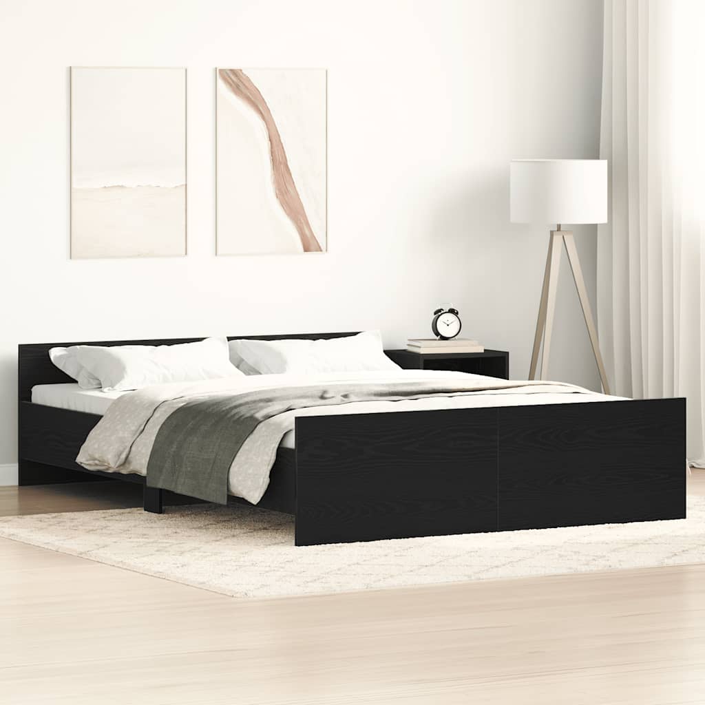 Bed Frame without Mattress Black Oak 120x200 cm Engineered Wood