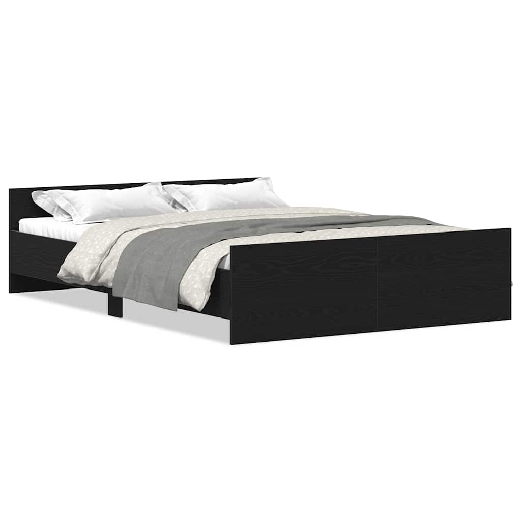 Bed Frame without Mattress Black Oak 140x200 cm Engineered Wood